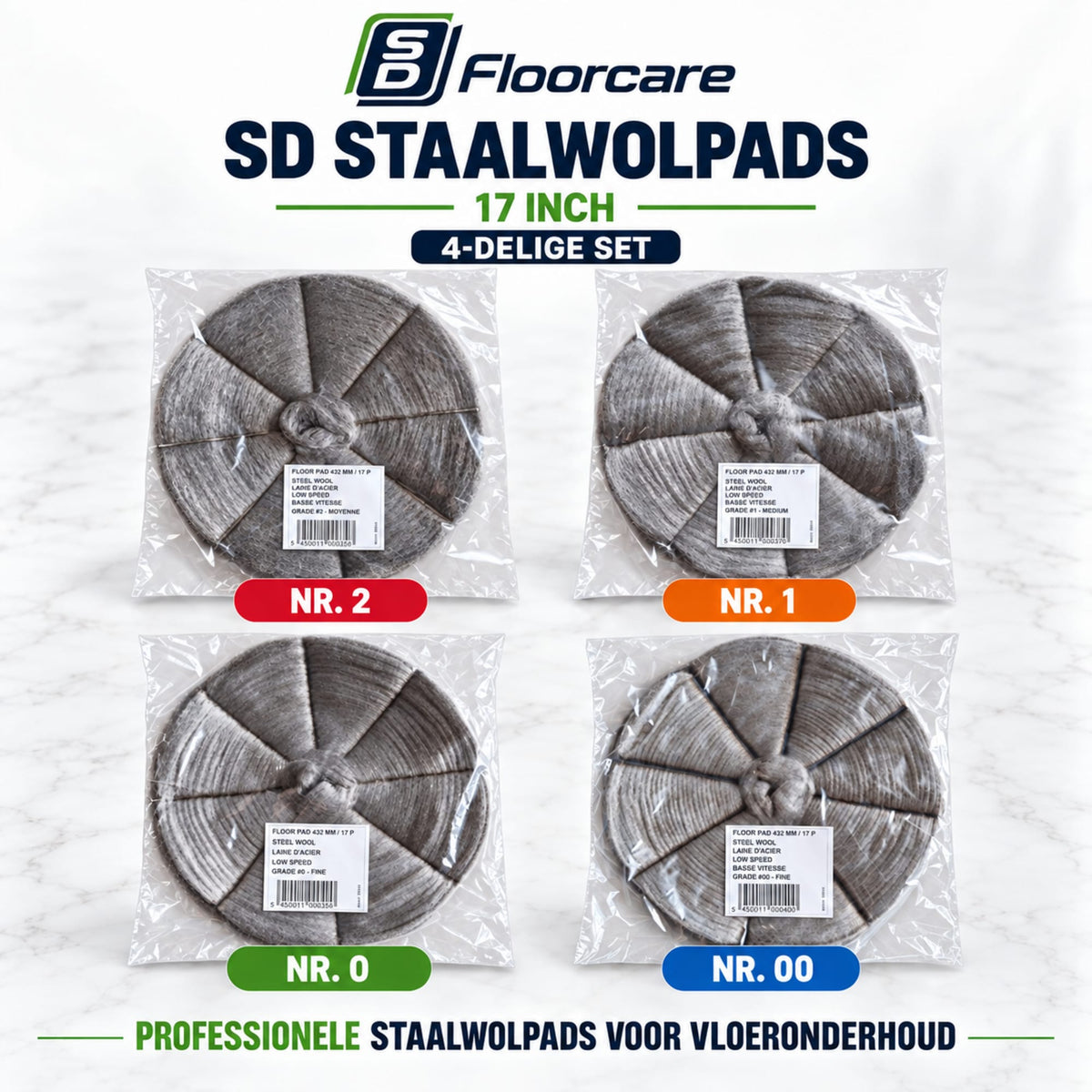 SD Staalwolpad Set 4 stuks – 17 inch / 432 mm